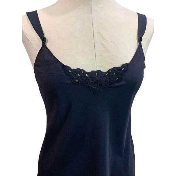 Size 38 (Large) Vanity Fair Women's Black Slip Vintage 1970s Slip Knee Length - Picture 2 of 8